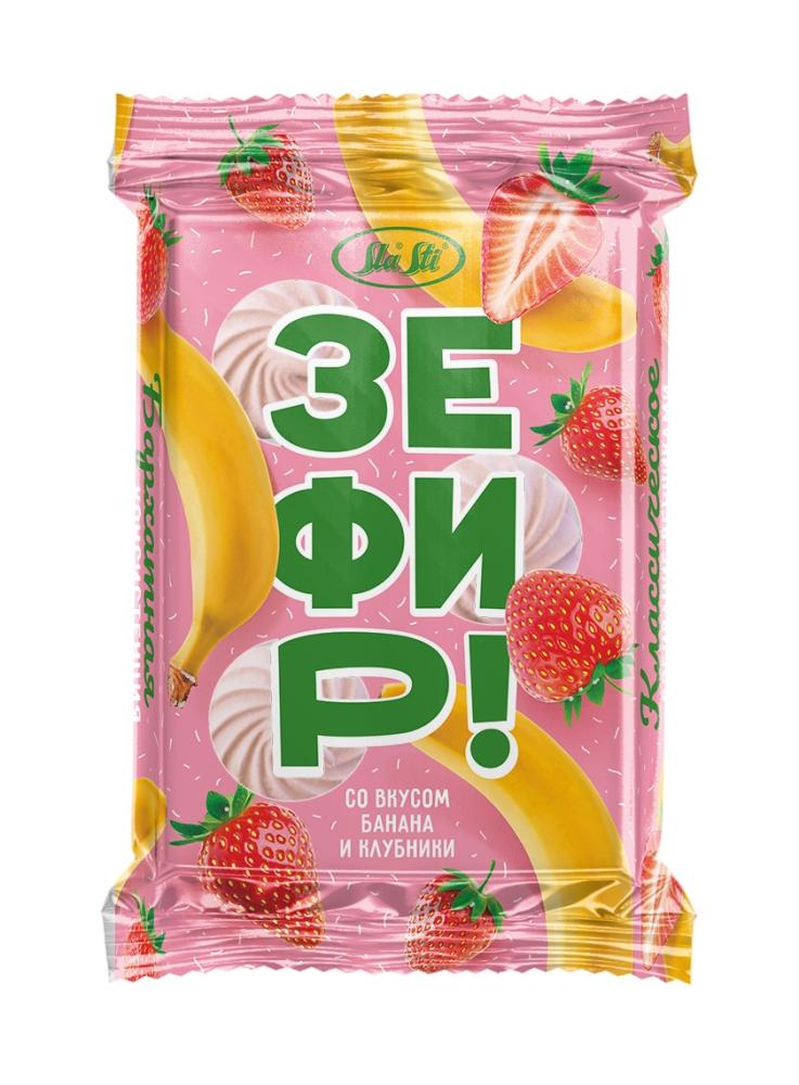 ЗЕФИР СЛАСТИ СО ВКУСОМ БАНАНА И КЛУБНИКИ 320ГР