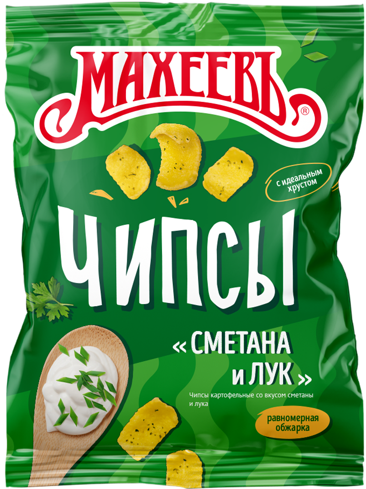 ЧИПСЫ МАХЕЕВ 130ГР СО ВКУСОМ СМЕТАНЫ И ЛУКА